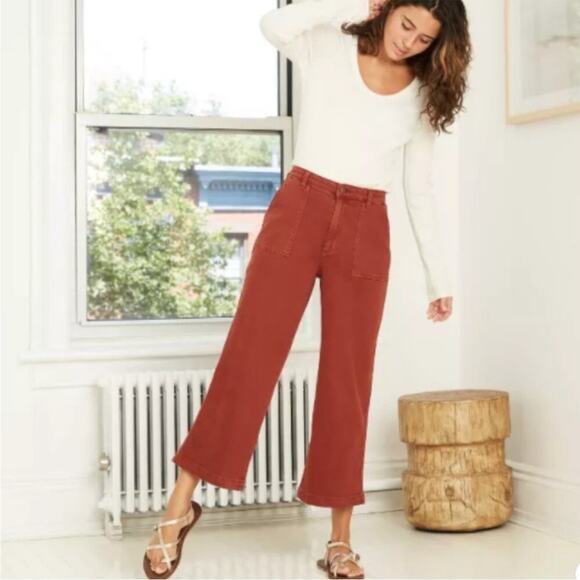 Universal Thread Rust Colored Wide Leg Crop Jeans - Picture 1 of 7